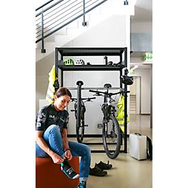 Bike-/Freizeit-Steckregalsystem ORDO Flex, Grundregal, multifunktional, B 1060 x T 635 x 2000 mm, tiefschwarz RAL 9005