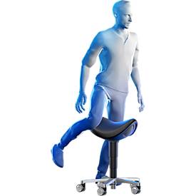 Bimos Sattelhocker, Sattelsitz, 3D-Sitzdynamik, Sitzhöhe 540-800 mm, Universalrollen Ø 65 mm, schwarz