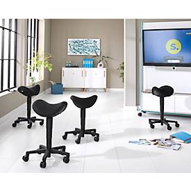 Bimos Sattelhocker, Sattelsitz, 3D-Sitzdynamik, Sitzhöhe 540-800 mm, Universalrollen Ø 65 mm, schwarz