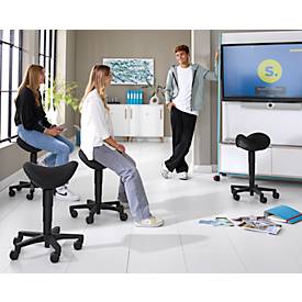 Bimos Sattelhocker, Sattelsitz, 3D-Sitzdynamik, Sitzhöhe 540-800 mm, Universalrollen Ø 65 mm, schwarz