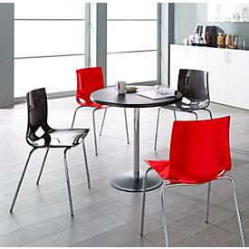 Bistrostuhl FONDO, 4-Bein-Kunststoffstuhl, Gestell verchromt, bis 6 Stühle stapelbar, rot