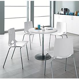 Bistrostuhl FONDO, 4-Bein-Kunststoffstuhl, Gestell verchromt, bis 6 Stühle stapelbar, weiß