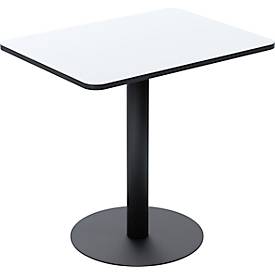 Bistrotisch Paperflow Mezzo, melaminharzbeschichtete MDF-Platte, Stahlgestell, B 600 x T 800 x H 750 mm, weiß/mattschwarz
