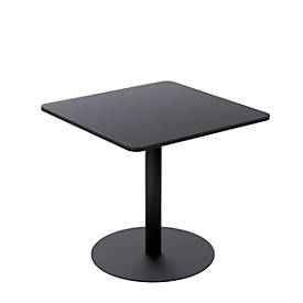Bistrotisch Paperflow® Mezzo, melaminharzbeschichtete MDF-Platte, Stahlgestell, B 800 x T 800 x H 750 mm, schwarz/mattschwarz