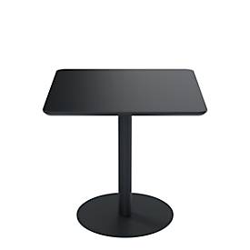 Bistrotisch Paperflow® Mezzo, melaminharzbeschichtete MDF-Platte, Stahlgestell, B 800 x T 800 x H 750 mm, schwarz/mattschwarz