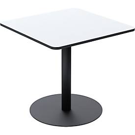 Bistrotisch Paperflow Mezzo, melaminharzbeschichtete MDF-Platte, Stahlgestell, B 800 x T 800 x H 750 mm, weiß/mattschwarz