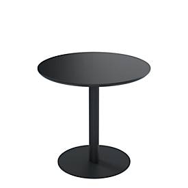 Bistrotisch Paperflow® Mezzo, melaminharzbeschichtete MDF-Platte, Stahlgestell, rund Ø 800 x H 750 mm, schwarz/mattschwarz