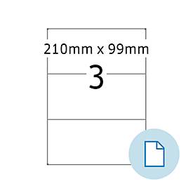 Blattetiketten HERMA 8403, permanenthaftend, bedruckbar, B 210 x H 99 mm, Papier, weiß, 1500 Stück/500 Blatt