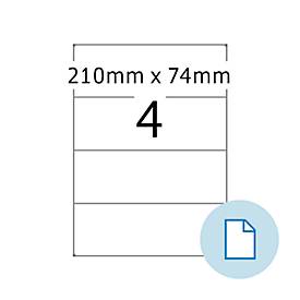 Blattetiketten HERMA 8405, permanenthaftend, bedruckbar, B 210 x H 74 mm, Papier, weiß, 2000 Stück/500 Blatt
