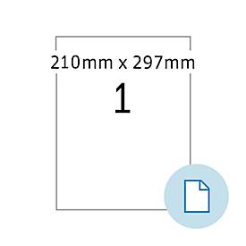 Blattetiketten HERMA 8422, permanenthaftend, bedruckbar, B 210 x H 297 mm, Papier, weiß, 500 Stück/500 Blatt
