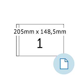 Blattetiketten HERMA 8493, permanenthaftend, bedruckbar, B 205 x H 148,5 mm, Papier, weiß, 1000 Stück/1000 Blatt