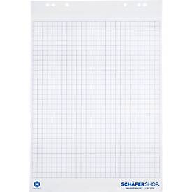 Bloc en papier recyclé pour flipchart - papier quadrillé - 5 blocs de 20 feuilles - notre marque Schäfer Shop Select