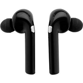 Bluetooth-Kopfhörer Liberty, 400 mAh Ladebox, Ohrstöpsel, schwarz oder weiß, Werbedruck 25 x 30/30 x 30 mm