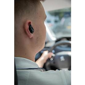 Bluetooth Ohrhörer Wireless Business, 10 m, integriertes Mikrofon, inkl. Tasche & USB-Kabel, Werbedruck 40 x 50 mm