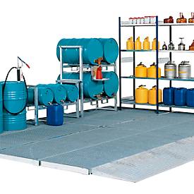 Bodenauffangwanne ASECOS, Stahl verzinkt, 110 l Auffangvolumen, B 1862 x T 1362 x H 78 mm, versch. Ausführungen