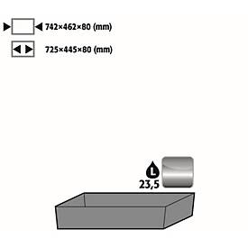 Bodenauffangwanne Stawa-R für asecos Sicherheitsschränke der Q30, Q90 und S90 Serie, Edelstahl 1.4301, B 742 x T 507 x H 83 mm, 22 l
