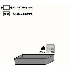 Bodenauffangwanne Stawa-R für asecos Sicherheitsschränke der Q30, Q90 und S90 Serie, Stahlblech, lichtgrau, B 742 x T 507 x H 83 mm, 22 l
