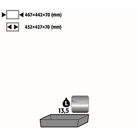 Bodenauffangwanne Stawa-R für asecos Sicherheitsschränke der UB90 Serie, Edelstahl 1.4301, B 467 x T 442 x H 78 mm, 11 l