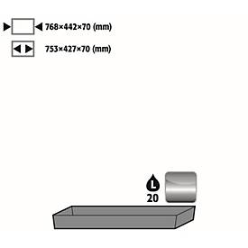 Bodenauffangwanne Stawa-R für asecos Sicherheitsschränke der UB90 Serie, Edelstahl 1.4301, B 768 x T 442 x H 90 mm, 22 l