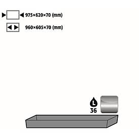 Bodenauffangwanne Stawa-R für asecos Sicherheitsschränke der UB90 Serie, Edelstahl 1.4301, B 975 x T 620 x H 78 mm, 33 l