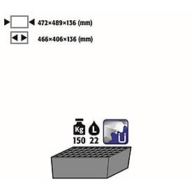 Image of Bodenauffangwanne Stawa-R mit Gitterrost für asecos Chemikalienschränke der CS Serie, Stahlblech, blau, B 472 x T 489 x H 136 mm, 22 l