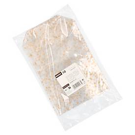 Bodenbeutel Papstar, mit goldenen Sternen, Stärke 30 μ, L 270 x B 180 x H 70 mm, Polypropylen, gold-transparent, 10 Stück