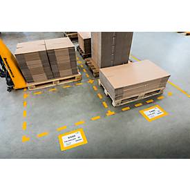 Bodenmarkierungsfenster Durable, für den Innenbereich, Format A4, rutschhemmend, selbstklebend & wiederablösbar signalgelb, 10 Stück