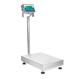 Bodenwaage ae ADAM Gladiator GGL 150, ungeeicht, wasserfest, Ablesbarkeit 5 g/Wägebereich bis 150 kg, RS-232, LED, Plattform B 450 x T 600 mm, Edelstahl