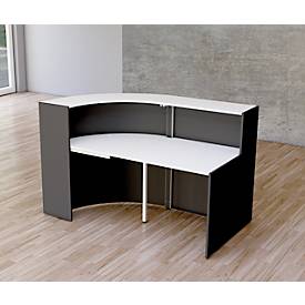 Bogen-Empfangstheke Faro Kompakt, 2 Elemente, Kabelführung, B 1750 x T 950 x 1120 mm, anthrazit/anthrazit