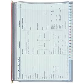 BOI 2-Deckel-Planettentasche, Messingaufhängung, DIN A4, Formularklemmleiste & Gewebestreifenverstärkung, grau/rot, 10 Stück