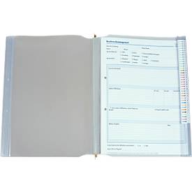 BOI 2-Deckel-Planettentasche, Messingaufhängung, DIN A4, Formularklemmleiste & Gewebestreifenverstärkung, grau/rot, 10 Stück