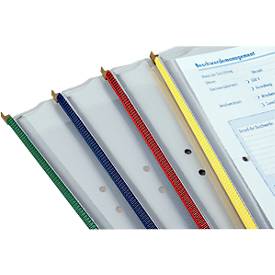 BOI 2-Deckel-Planettentasche, Messingaufhängung, DIN A4, Formularklemmleiste & Gewebestreifenverstärkung, grau/rot, 10 Stück