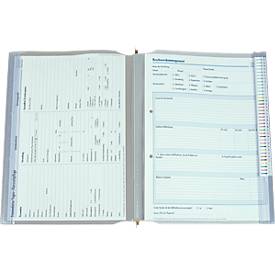BOI 2-Deckel-Planettentasche, Messingaufhängung, DIN A4, Formularklemmleiste & Gewebestreifenverstärkung, grau/rot, 10 Stück