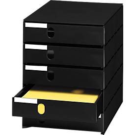Boîte à tiroirs Styroval styro®, 5 tiroirs fermés, format C4, polystyrène, noir