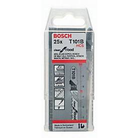 BOSCH Stichsägeblatt T 101 B, HCS-Stahl, L 100 mm, Zahnteilung 2,7 mm, geschliffen, für Holz & Kunststoffe, 25 Stück