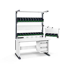 Bott Arbeitsplatzsystem Avero Komplettmodul 2, per Handkurbel höhenverstellbar, HPL beschichtete Spanplatte, bis 300 kg, lichtgrau/anthrazitgrau