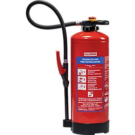 Brandblusser Gloria WKL 9 PRO, DIN EN 3, vermogen 27 A, ideaal voor Li-Ion batterijen tot 1285 Wh, 9 l, 80 s, 4 m, slagknop, bluslans & bluspistool