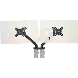 Bras pour écran BakkerElkhuizen BE Flexible Dual, pour 2 écrans, jusqu'à 10 kg, pivotant, inclinable et incliné, largeur de serrage 80 mm, compatible VESA, ergonomique, hauteur réglable de 170 à 582 mm, noir