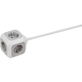 Brennenstuhl ALEA-Power Steckdosenblock, 4 Steckdosen, 1,4 m Kabel, bis 3680W, grau/weiß