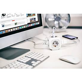 Brennenstuhl ALEA-Power Steckdosenblock, 4 Steckdosen, 1,4 m Kabel, bis 3680W, grau/weiß