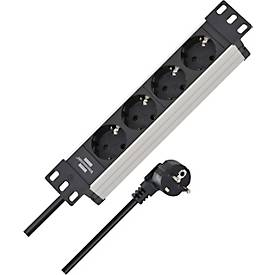 Brennenstuhl Alu-Line 10' Steckdosenleiste, 4-fach, Aluminium, 2m Kabel, 45° Anordnung, erhöhter Berührungsschutz
