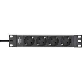 Brennenstuhl Alu-Line 10' Steckdosenleiste, 4-fach, Aluminium, 2m Kabel, 45° Anordnung, erhöhter Berührungsschutz