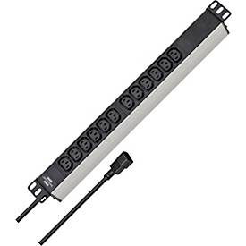 Brennenstuhl Alu-Line 19' Steckdosenleiste, 12 Kaltgerätesteckdosen, 2m Kabel, Aluminium, Schwarz/Silber
