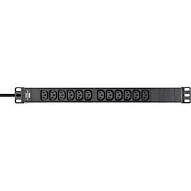 Brennenstuhl Alu-Line 19' Steckdosenleiste, 12 Kaltgerätesteckdosen, 2m Kabel, Aluminium, Schwarz/Silber