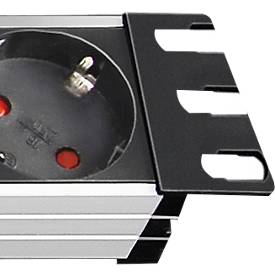 Brennenstuhl Alu-Line 19' Steckdosenleiste, 9-fach, Aluminium, 45° Anordnung, 2m Kabel, IP20, schwarz/silber