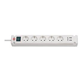 Brennenstuhl Bremounta - Steckdosenleiste - Ausgangsanschlüsse: 5 (2 x USB, 5 x Strom Typ F) - 3 m Schnur - weiß