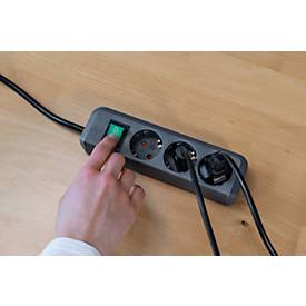 Brennenstuhl Eco-Line Steckdosenleiste, 3 Schutzkontaktsteckdosen, 45°-Anordnung, erhöhter Berührungsschutz, 1,5 m Kabellänge, L 215 x B 95 x T 60, silbergrau