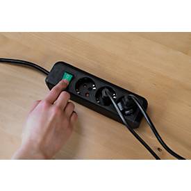 Brennenstuhl Eco-Line Steckdosenleiste, 3 Schutzkontaktsteckdosen, 45°-Anordnung, erhöhter Berührungsschutz, 3 m Kabellänge, L 240 x B 90 x T 60, schwarz