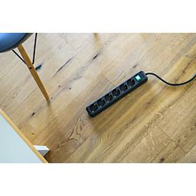 Brennenstuhl Eco-Line Steckdosenleiste 6-fach, 1,5 m Kabel, 45°-Anordnung, erhöhter Berührungsschutz, L 360 x B 90 x T 65 mm, schwarz
