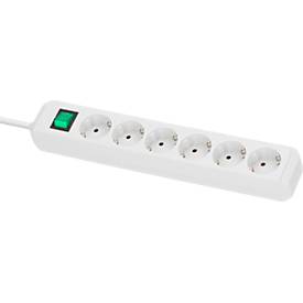 Brennenstuhl Eco-Line Steckdosenleiste 6-fach, 1,5 m Kabel, 45°-Anordnung, erhöhter Berührungsschutz, L 360 x B 90 x T 65 mm, weiß